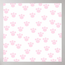 Animal Paw Print. Light Pink and White Pattern.