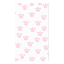 Animal Paw Print. Light Pink and White Pattern. Business Cards