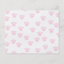 Animal Paw Print. Light Pink and White Pattern. Full Color Flyer
