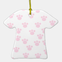 Animal Paw Print. Light Pink and White Pattern. Ornament