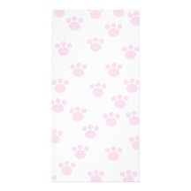 Animal Paw Print. Light Pink and White Pattern. Photo Cards