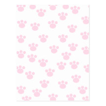 Animal Paw Print. Light Pink and White Pattern. Post Card