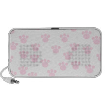 Animal Paw Print. Light Pink and White Pattern. Mini Speakers