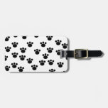 Animal Paw Print Pattern. Black and White. Tag For Bags