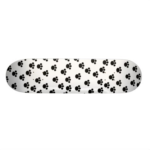 Animal Paw Print Pattern. Black and White. Skate Board