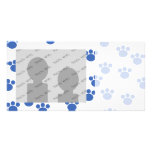 Animal Paw Print Pattern. Blue and White. Photo Greeting Card