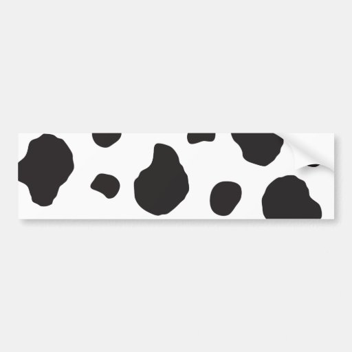 Animal Print Fur Skin Cow White, Black Bumper Sticker