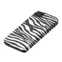 Animal Print Fur Skin Zebra Black White iPhone 4 Cases