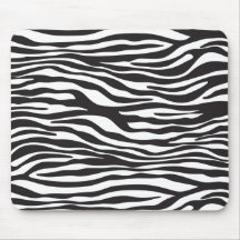 Animal Print Fur Skin Zebra Black White Mousepad