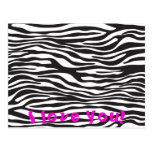 Animal Print Fur Skin Zebra Black White Postcards