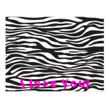 Animal Print Fur Skin Zebra Black White Postcards