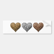 Animal Print Hearts Bumper Stickers