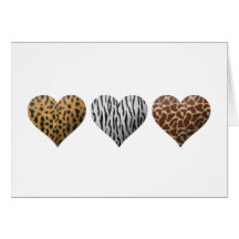 Animal Print Hearts Greeting Cards