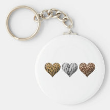 Animal Print Hearts Key Chains