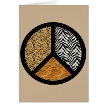 Animal Print Peace Sign Greeting Cards