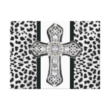 Animal Print Rhinestone Cross Streched Canvas Art Stretched Canvas Prints