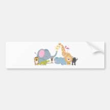 animal safari group white bumper sticker