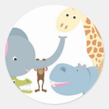 animal safari group white sticker