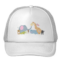 animal safari group white trucker hats