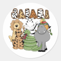 Animal Safari Round Stickers