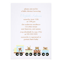 Animal Toy Train Baby Shower Invitations