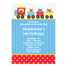 Animal Train Invitations