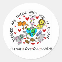 Animals Love Our Earth Round Sticker
