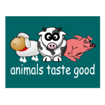 Animals Taste Good - Changeable Background Colour Postcard