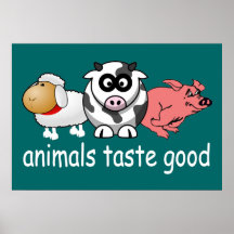 Animals Taste Good - Changeable Background Colour Print