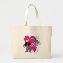 Animated Girl Breast Cancer Sucks Tote Bags
