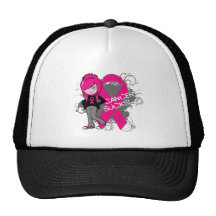 Animated Girl Breast Cancer Sucks Trucker Hats