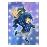 Anime Girl Holiday Greeting Greeting Cards