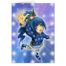 Anime Girl Holiday Greeting Greeting Cards