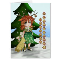 Anime Wee Deer Greeting Cards