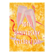 Anniversary party champagne gold invitation