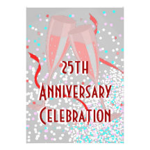 Anniversary party champagne silver invitation