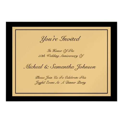 Anniversary Party Classic Invitation 50th Golden