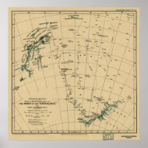 Antartic Regions "Drift of the Endurance" 1918 Map Posters