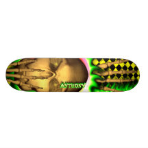 Anthony skull green fire Skatersollie skateboard
