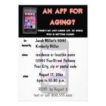Anti Aging Phone App 50th Birthday Custom Announcements