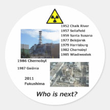 Anti nuclear power sticker "Who is next?"