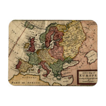 Antiquarian 1721 Map of Europe by Herman Moll Vinyl Magnets