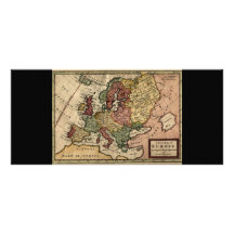 Antiquarian 1721 Map of Europe by Herman Moll Personalised Rack Card