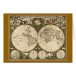 Antique 1660 World Map by Frederick de Wit Cards