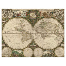 Antique 1660 World Map by Frederick de Wit
