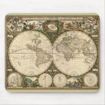 Antique 1660 World Map by Frederick de Wit Mousepads