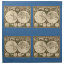 Antique 1660 World Map by Frederick de Wit Napkin
