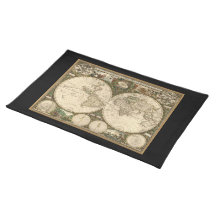 Antique 1660 World Map by Frederick de Wit Placemats