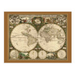 Antique 1660 World Map by Frederick de Wit Postcard