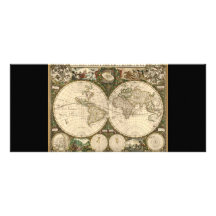 Antique 1660 World Map by Frederick de Wit Rack Cards